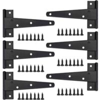 Heavy Door Hinge, 6 Inch Door Hinge, Black T Hinge, Stainless Steel Flat Hinge, Iron Door Hinges, Heavy Duty Hinges for Doors, Windows, Sheds