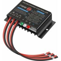Regulateur panneau solaire, Contrôleur de Charge Régulateur Panneau Solaire 12 V/24 V 20 A PWM étanche IP68 Régulateur de charge de panneau solaire