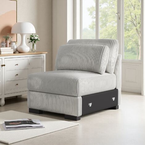 Canapé 1 Place Modulaire, 74 cm de Large, Confortable pour Salon/Appartement/Bureau, Velours Gris