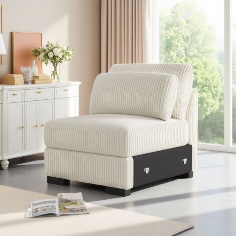 Canapé 1 Place Modulaire, 74 cm de Large, Confortable pour Salon/Appartement/Bureau, Velours Beige