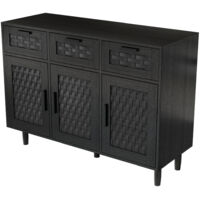 Buffet moderne en bois – 3 tiroirs et 3 portes – Meuble de Rangement – Dimensions 107,9 x 40 x 80 cm – Commode – Buffet Enfilade – Noir
