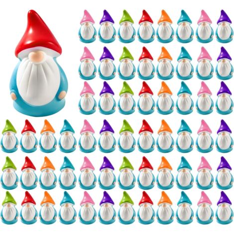 Lot de 100 mini-figurines de gnomes, statues féeriques miniatures en résine, gnomes miniatures pour table, décoration extérieure (terrasse, jardin, pelouse, pots de fleurs d'intérieur).
