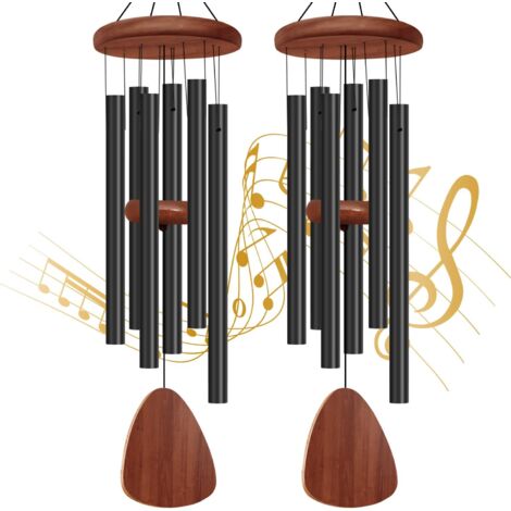 Lot de 2 carillons éoliens d'extérieur, carillons commémoratifs avec 6 tubes en aluminium, carillon de condoléances, décoration extérieure pour jardin, terrasse ou cour.