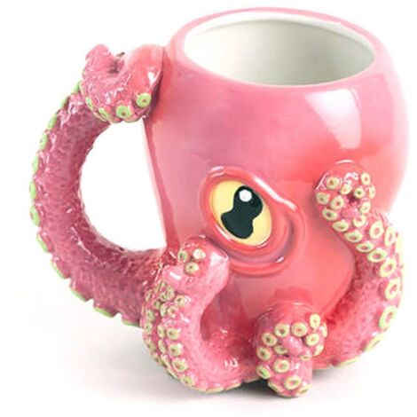 Mug pieuvre 3D, forme originale, cadeau idéal pour les amateurs de café et de thé au lait à l'occasion des fêtes ou des anniversaires, rose