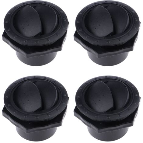 Grille d'aération ronde à persiennes (lot de 4) pour tableau de bord, compatible avec voitures, camping-cars, bateaux et yachts (noire).
