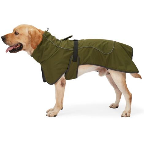 Veste Imperméable et Chaud pour Chien, Doublure Polaire Douce & Éléments Réfléchissants, Protection Contre le Froid pour Randonnée, Camping et Usage Quotidien-S
