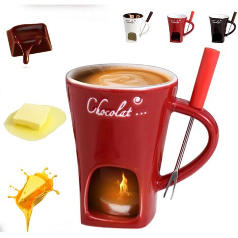 Service à fondue individuel avec fourchette de service, coupelle à fondre individuelle pour chocolat et fromage, idéal pour les dîners romantiques, les anniversaires et les fêtes. (1/5)