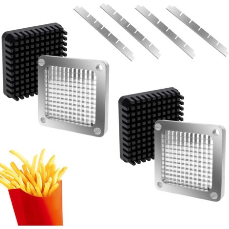 Lot de 2 lames et poussoirs de rechange 1/4'' pour hachoirs à légumes, fruits et frites, argent (1/5)