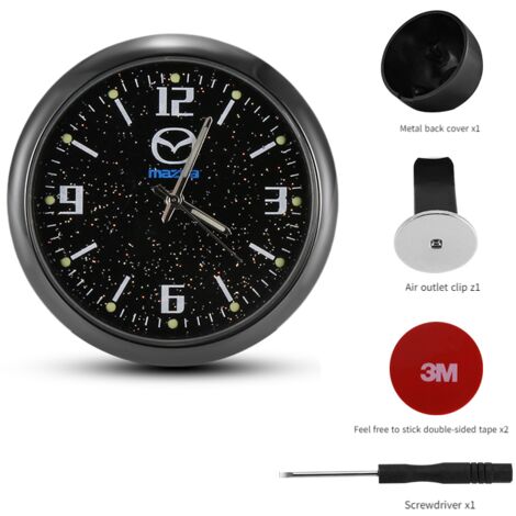 Horloge de tableau de bord de voiture lumineuse en forme d'étoile, mini horloge électronique lumineuse à quartz (Mazda)
