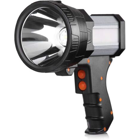 Projecteur rechargeable, lampe torche portable de grande taille (10 000 lumens), lampe torche légère et ultra-lumineuse.
