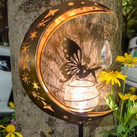 Lumière Solaire Extérieure, Decoration Jardin Exterieur de Fée de Lune, Lampes Solaires de Jardin, Solaire Exterieur Jardin, Lampe Solaire LED pour Chemin de Pelouse, Patio, Balcon