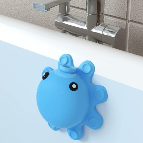 Bouchon de trop-plein de baignoire en silicone - Augmente le niveau d'eau pour des bains plus profonds et plus chauds, accessoire de spa pour salle de bain (bleu) (1/5)