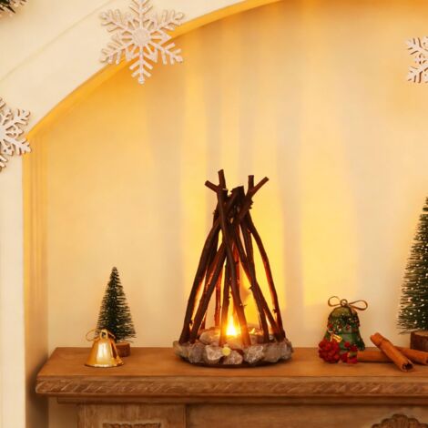 Veilleuses de camping en bois, lampe bûche créative avec 3 modes d'éclairage et son de flammes, lampe de feu de camp simulée à LED dimmable, lanterne de cheminée confortable pour chambre, bureau ou ta (1/5)
