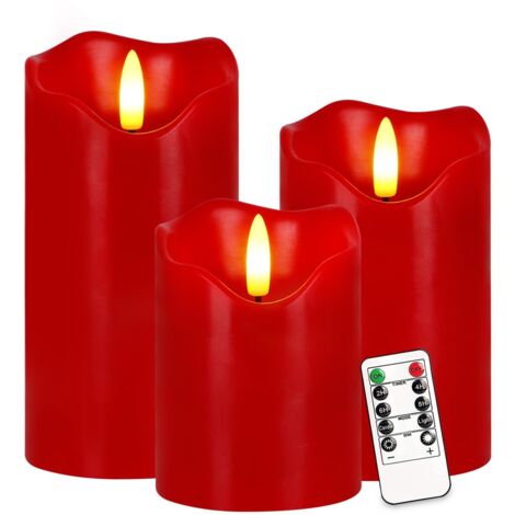 Lot de 3 bougies sans flamme orange à DEL vacillantes avec télécommande et minuteur, bougies piliers électriques à intensité variable en cire véritable à piles pour décoration d'automne (1/5)