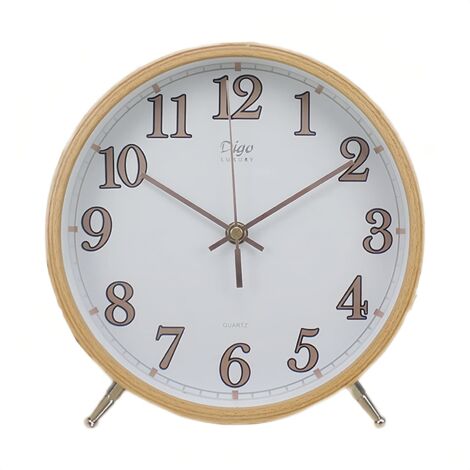Horloge de table moderne, horloge de bureau au design simple de 20,3 cm pour salon, horloge silencieuse sans tic-tac avec piles, horloge de bureau analogique pour chambre à coucher, chevet et bureau ( (1/5)