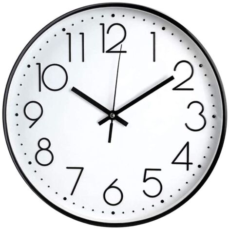 Horloge murale silencieuse à piles avec cadre en ABS et couvercle en verre HD pour enfants, salon, chambre, cuisine, école, bureau Moderne 20 cm. (1/5)