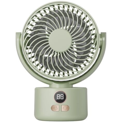 Ventilateur de bureau USB à 3 vitesses avec batterie de 3600 mAh Lames en plumes bioniques silencieuses, inclinaison à 140° et secouage automatique Refroidissement portable pour la maison (1/5)
