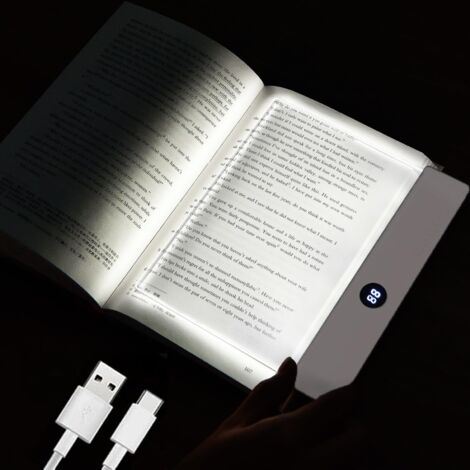 Lampe de lecture LED à intensité variable, lampe de lecture plate 3 couleurs avec minuteur, lampe d'étude portable rechargeable pour protection des yeux des enfants (blanc)