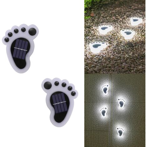 4 lampes solaires au sol empreinte de patte LED blanche étanches, éclairage d'allée enterré pour parterre pelouse terrasse et jardin (1/5)