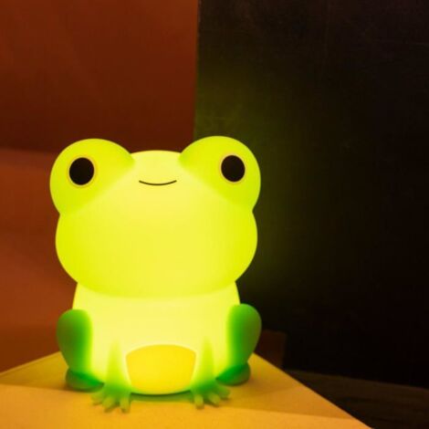 Lampe de nuit en forme de grenouille mignonne pour enfants, lampe de nuit en silicone souple à couleur changeante, minuterie à inte (1/5)
