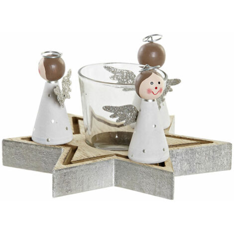 Bougeoir - DKD Home Decor - Bois et Verre - Multicolore - 17 x 17 x 9 cm - Intérieur (1/3)