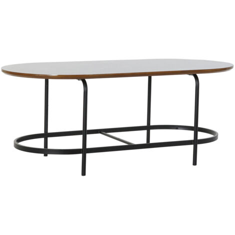 Table de salle à manger - 99.5 x 50 x 40 cm - Bois, Verre, Fer - Noir - Rectangulaire (1/5)