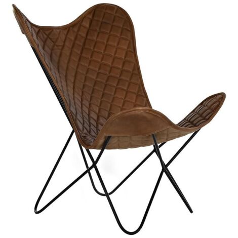 Chaise de salle à manger - DKD Home Decor - Vintage - Métal - Cuir - Marron (1/4)