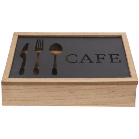 Range-couverts vintage en bois MDF et métal – Dimensions 25 x 18 x 6 cm – Convient à tous types de cuisines sauf induction – Dkd Home Decor