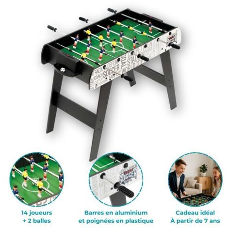 Mini Babyfoot 51×31 Cm Portable – Cadeau Foot Enfant 4-10 Ans – Jeu De Table En Bois