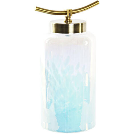 Vase décoratif - Méditerranée - Design élégant - Verre bleu - Métal doré - 33 cm (1/3)