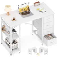 Bureau blanc 100x40cm avec 4 tiroirs OffiGo