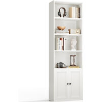 Bibliothèque 6 niveaux Coleshome blanc 176,4 x 48 x 23,7 cm avec portes
