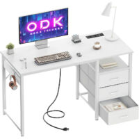 Bureau blanc 120x48cm avec USB et support de casque OffiGo