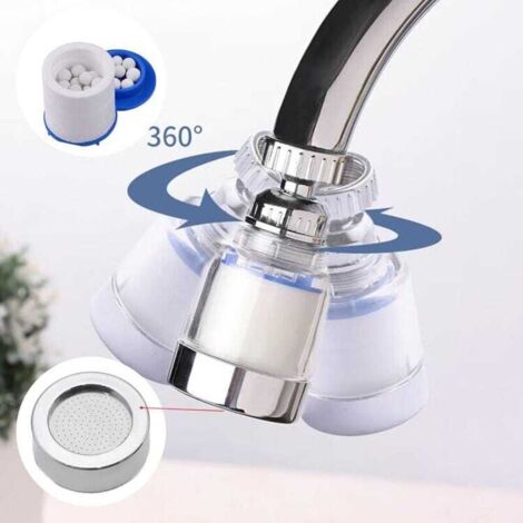 Filtre Robinet Cuisine Salle De Bain Anti Calcaire 3 Piu00e8ces Filtre Robinet Rotatif U00c0 360u00b0, Transparent, Avec Filtre Evier Cuisine Kit Filtration Robinet Universel
