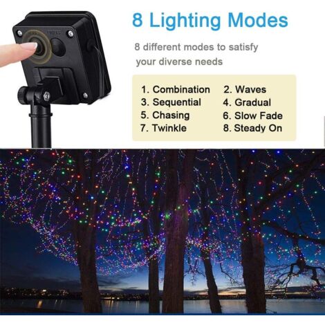 Guirlande Lumineuse Solaire D'Extérieur De 11,9M,100 Led,Étanche,8Modes