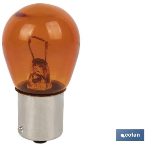LÁMPARA COFAN 1 POLO AMBAR DESCENTRADA PY21W (BAU15S) 12V VENTA UNITARIA