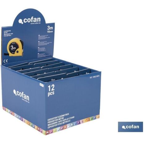 COFAN expositor de flexómetros 16 mm x 3 m 12 uds. , Expositores para flexómetros de Cofan, una herramienta esencial para cualquier ferretería o tienda de suministros industriales (1/4)