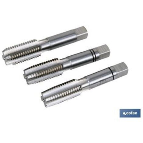 COFAN set 3 machos manuales - w3/8 - 16 h , Juegos de machos manuales (2 - 3 piezas) PASOS: MÉTRICO- WITHWORTH - GAS - BSF - BSP - UNC - UNF, SAE - BSPT - UNEF - BA Y PG - NPT. En