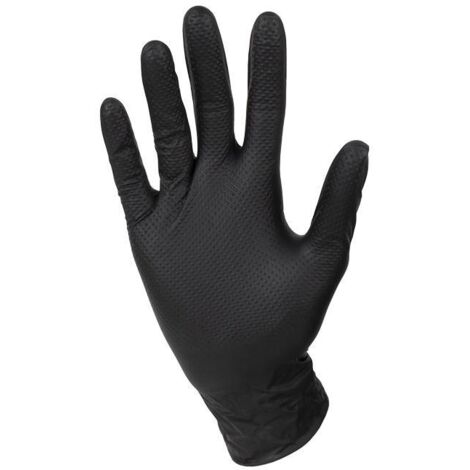 Caja de 100 guantes de nitrilo "Grip" con textura diamantada Talla M color negro