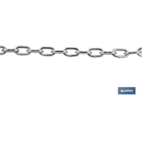 COFAN cadena cincada de 2,5 mm.  (180 m.) , Cadena de acero zincado presentada en bobina desde M-2 hasta M-12. Consultar disponibilidad para más medidas. Cadena de eslabón corto pa