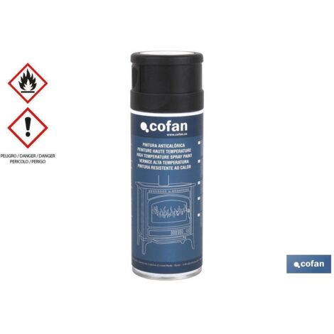 COFAN pintura anticalorica aluminio 400 ml , Pintura anticalórica de color negro, ideal para soportes expuestos a altas temperaturas, resistente hasta temperaturas de 600º C. Ideal