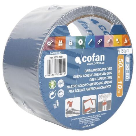 CINTA AMERICANA GRIS 180 MICRAS 50 MM X 10 M