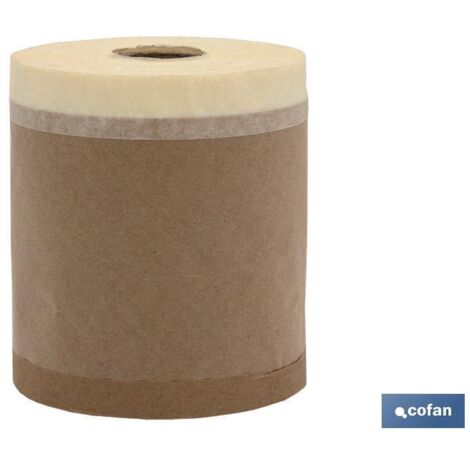 COFAN rollo cinta crepe+papel kraft (15cm x 45m) , Rollo de cinta crepe con papel kraft de 45 gramos que ofrece una fijación resistente a la vez que protección contra las manchas y