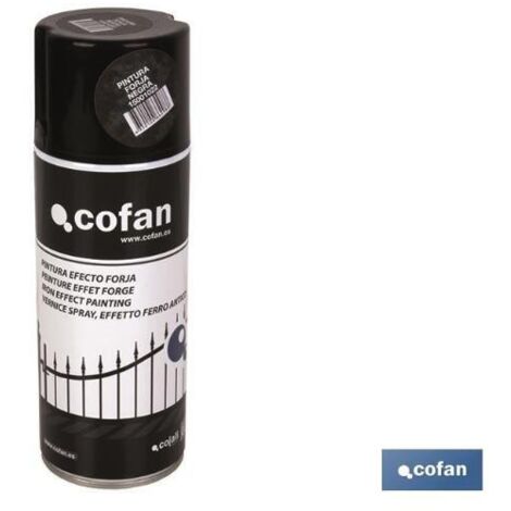 COFAN pintura efecto forja gris 400 ml , Pintura efecto forja para decolorar y proteger superficies metálicas. Produce un efecto de color en hierro antiguo resistente a la abrasión