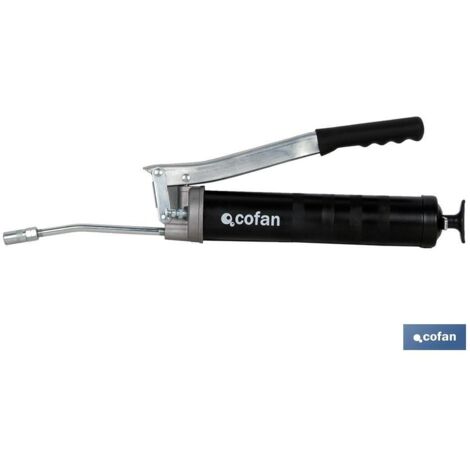 COFAN bomba de engrase profesional 400 gms , Carga a granel, por aspiración y con cartucho. Sistema antideslizante, con purgador. Empuñadura de PVC ergonómica. Pared aluminio refor