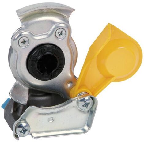 COFAN cabeza acoplamiento autom. amarilla 16/150 , Cabeza de Acoplamiento de manguera de aire Automática. Rosca 16x1,5 y 22x1,5. color amarillo y rojo