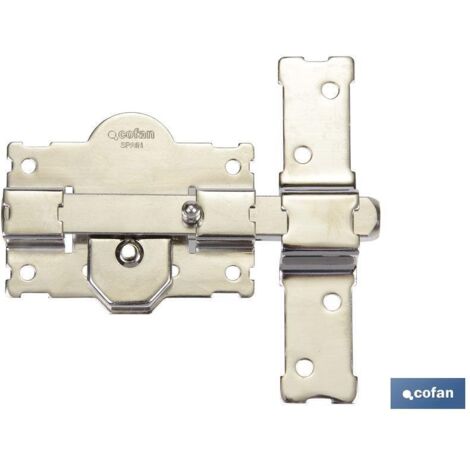 COFAN cerrojo boton/llave niquelado r/105 - 70 mm , Cerrojo con acabado niquelado, barra en acero calibrado 18 mm, placa en acero 2 mm, cerradero en acero de 3 mm. Cilindro redondo