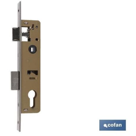 COFAN cerradura embutir+cerradero d85 e20 f22 níquel (p/metal)
