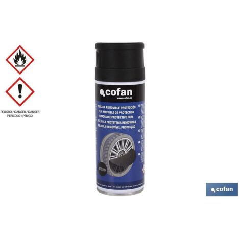 COFAN pelicula removible protección negro mate 400 ml , Película de pintura removible en color negro mate ideal para cambiar el tono de cualquier objeto con la opción de retirar, p