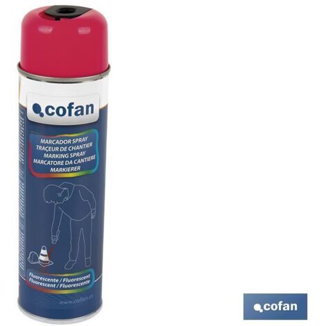 COFAN marcaje de obra fluoresc. fucsia 500ml , Pintura en Espray de marcaje de obra fluorescente, en envase de 500 ml. Están dotados con una válvula de salida segura y están dispon